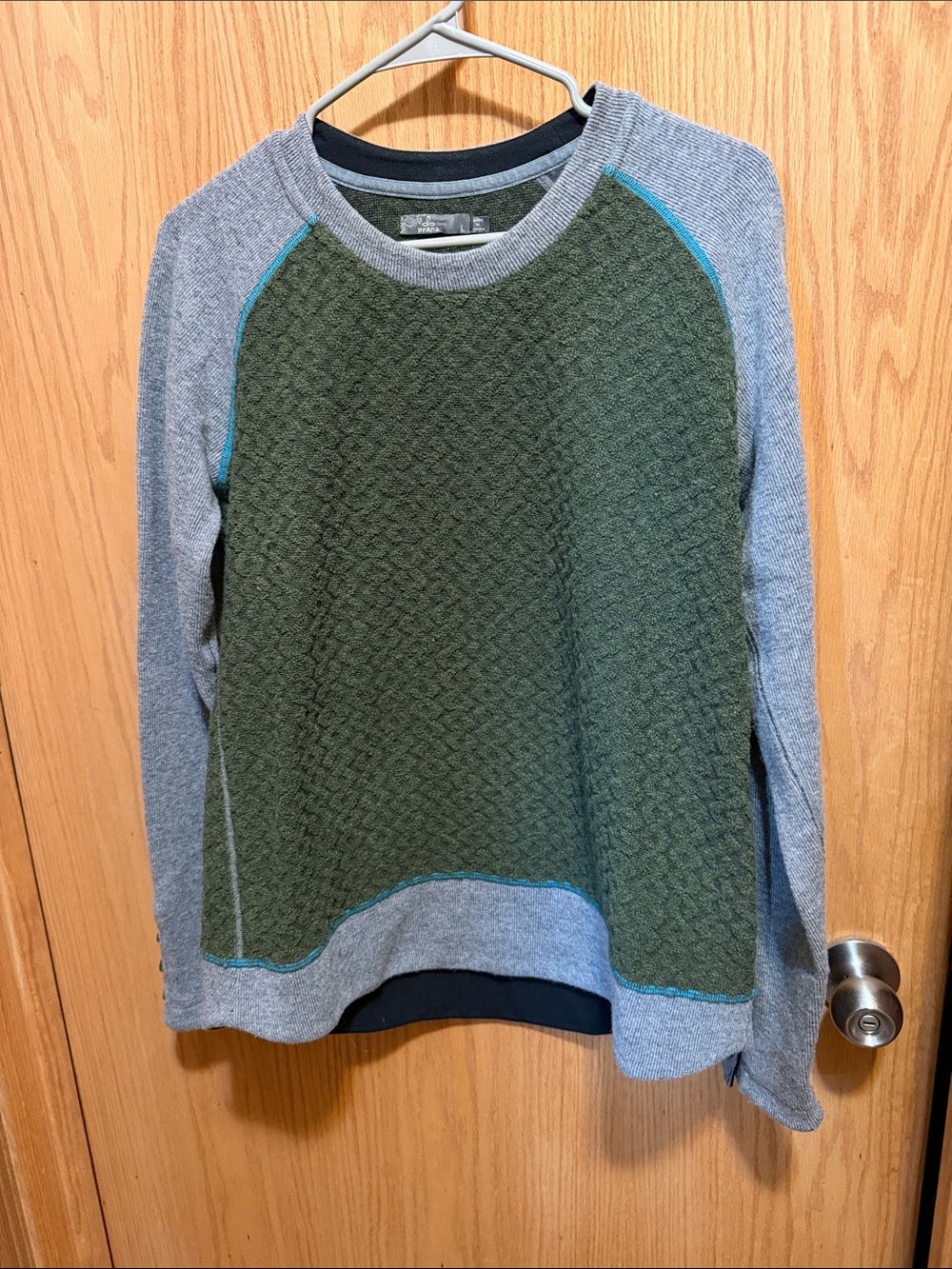 Prana Olive Green & Gray Crewneck Sweater